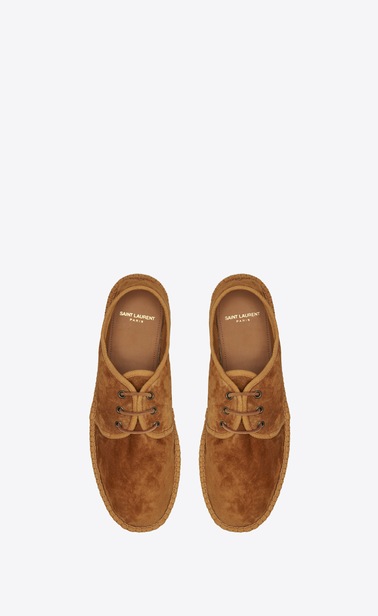 SAINT LAURENT Casual Shoes Man Laced espadrille in mustard suede b_V4